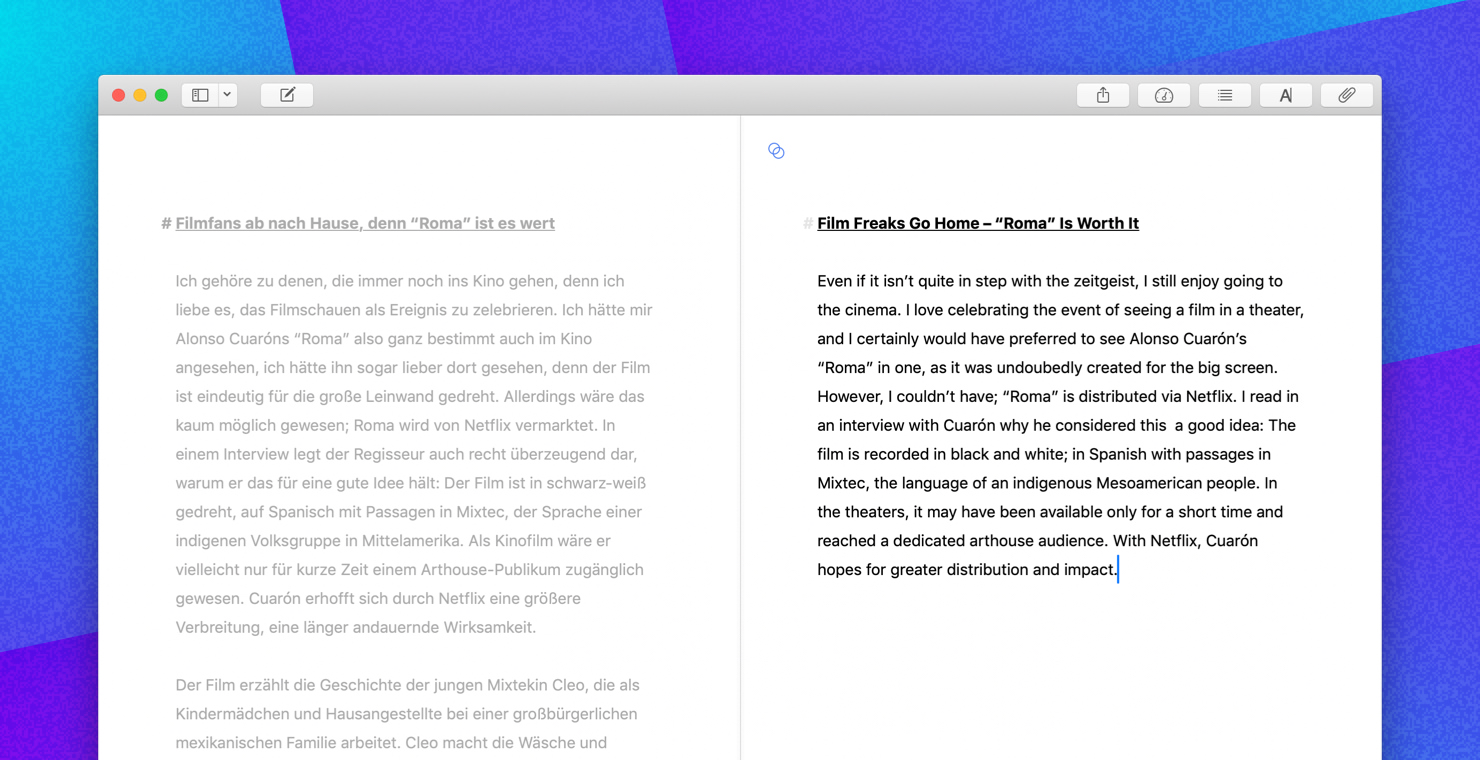 Editor Split View (Mac)